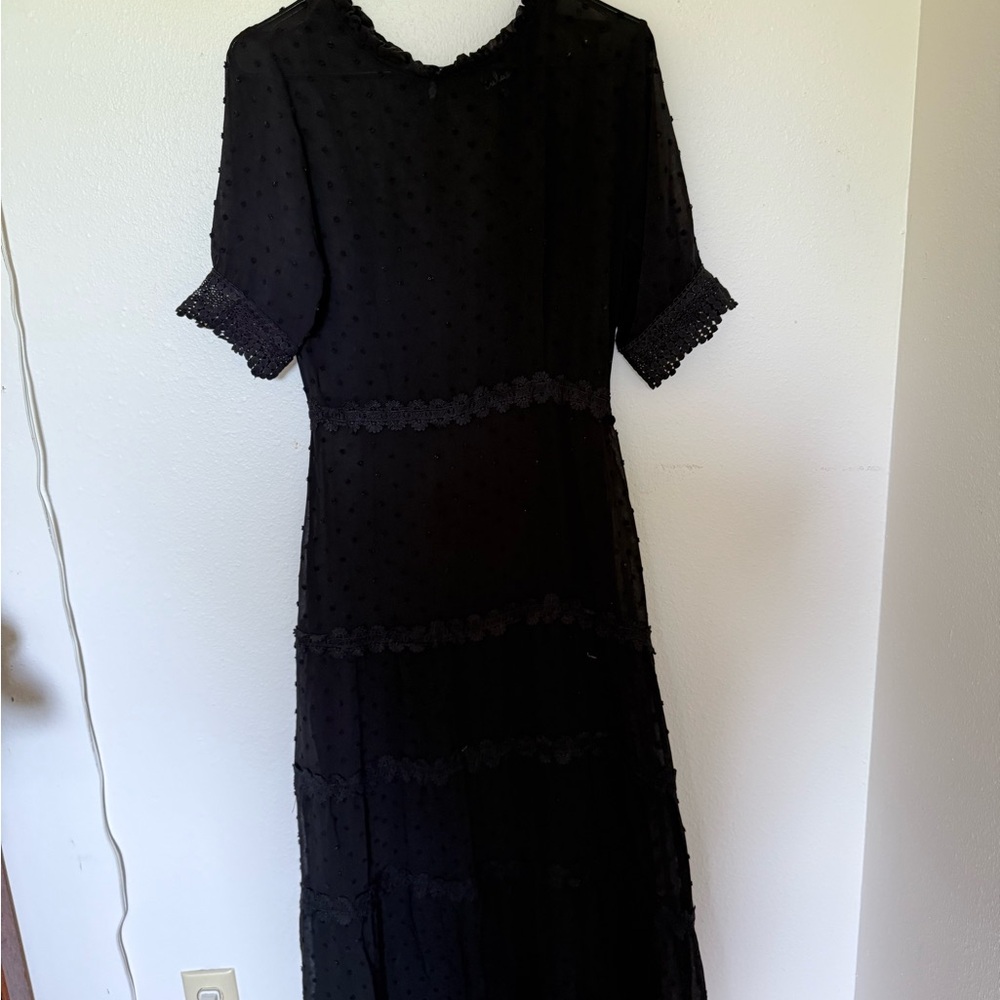 Lulu's Black Swiss Dot Dress